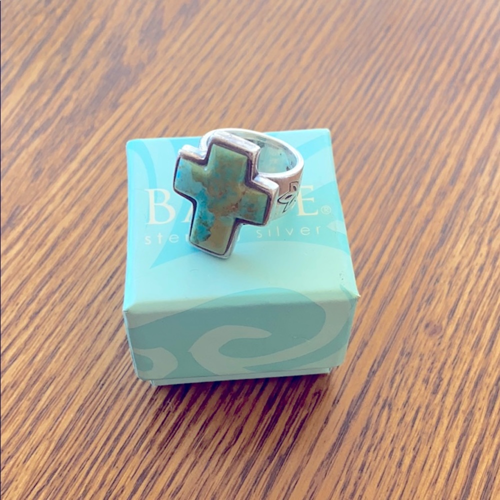 Barse Turquoise Cross Ring